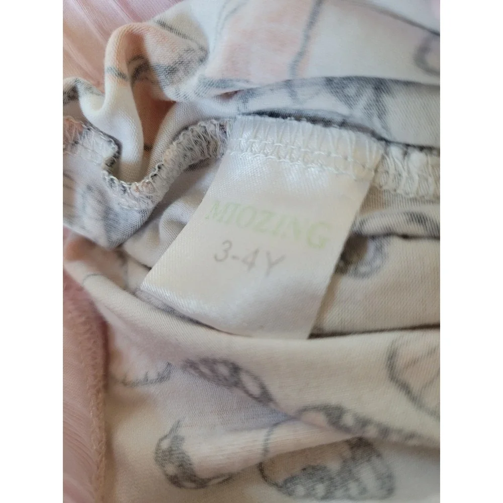 Miozing Girls Butterfly Print Pajama Set Pink Long Sleeve 2PC Size 3-4Y #2
